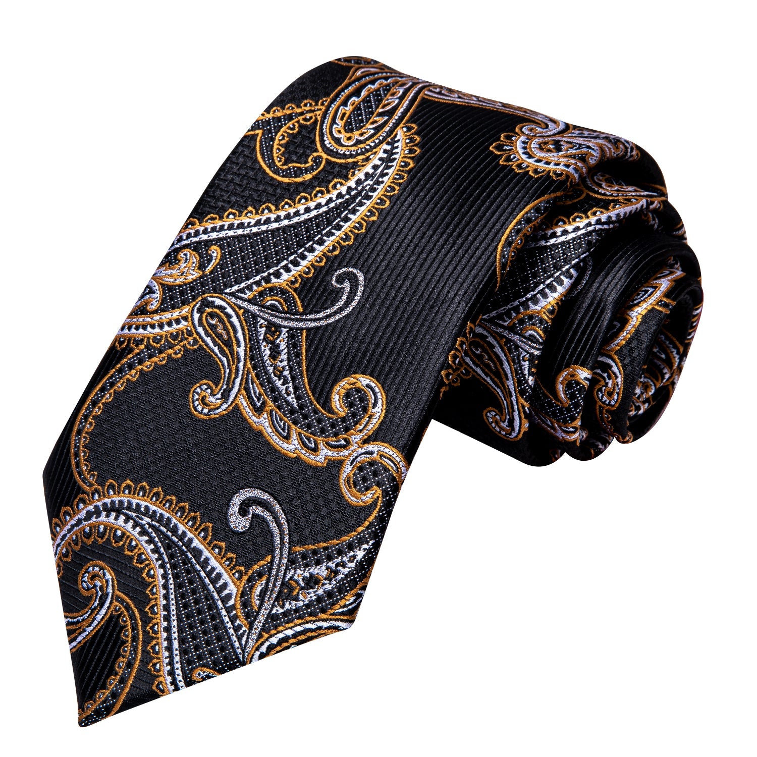GentCrest Black Paisley Tie Hanky Cufflinks Set - Image 4