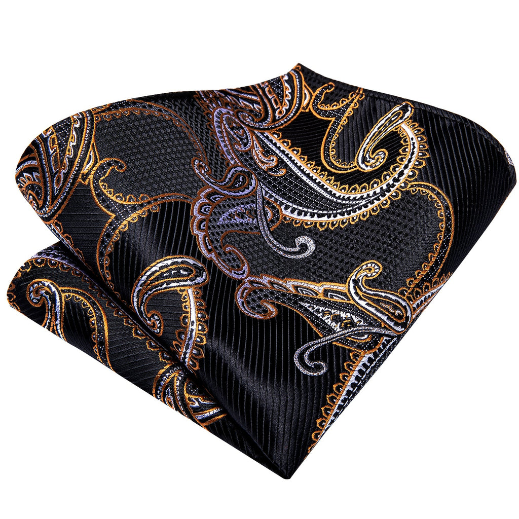 GentCrest Black Paisley Tie Hanky Cufflinks Set - Image 3
