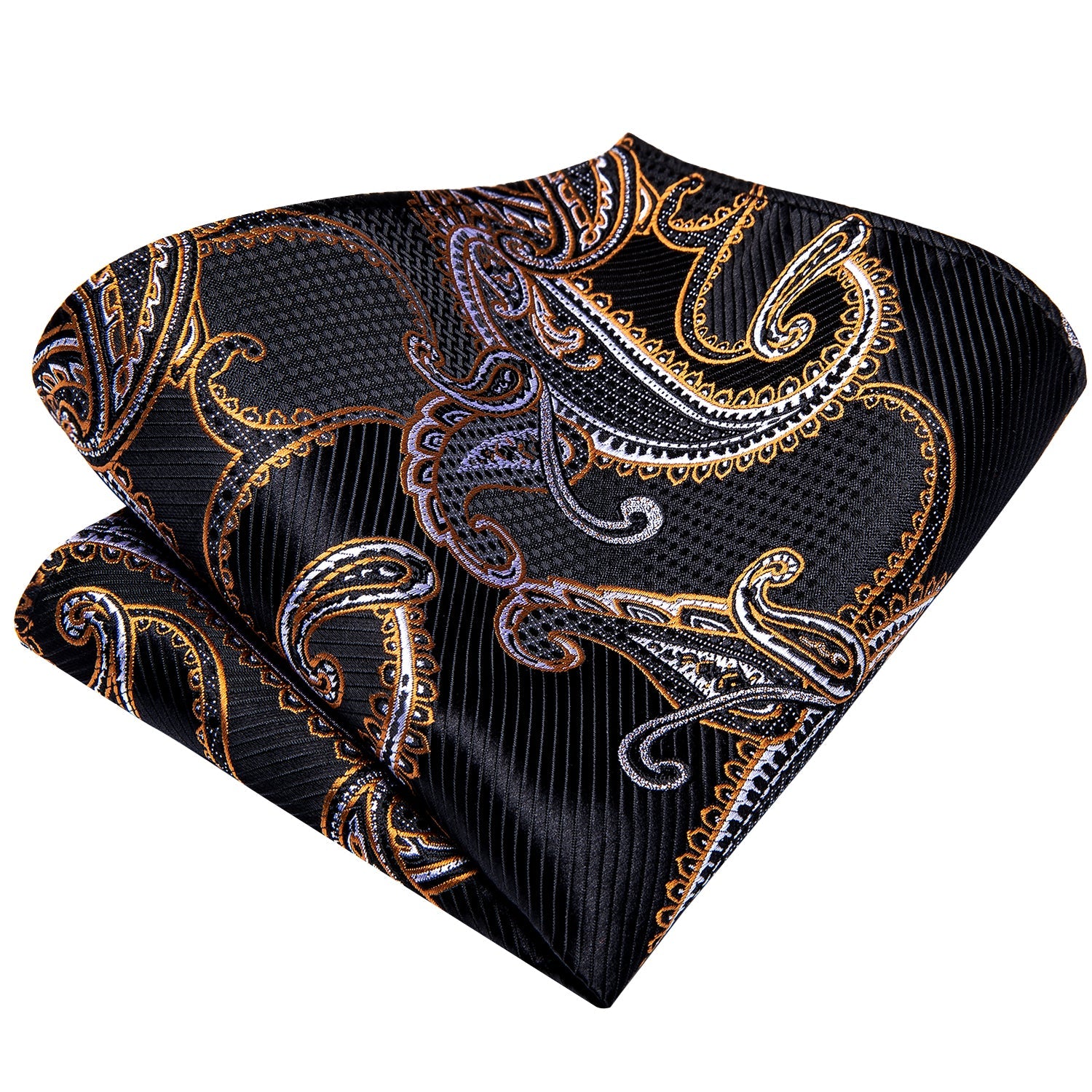 GentCrest Black Paisley Tie Hanky Cufflinks Set - Image 3