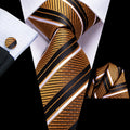 GentCrest Black Striped Tie Hanky Cufflinks Set - Image 1