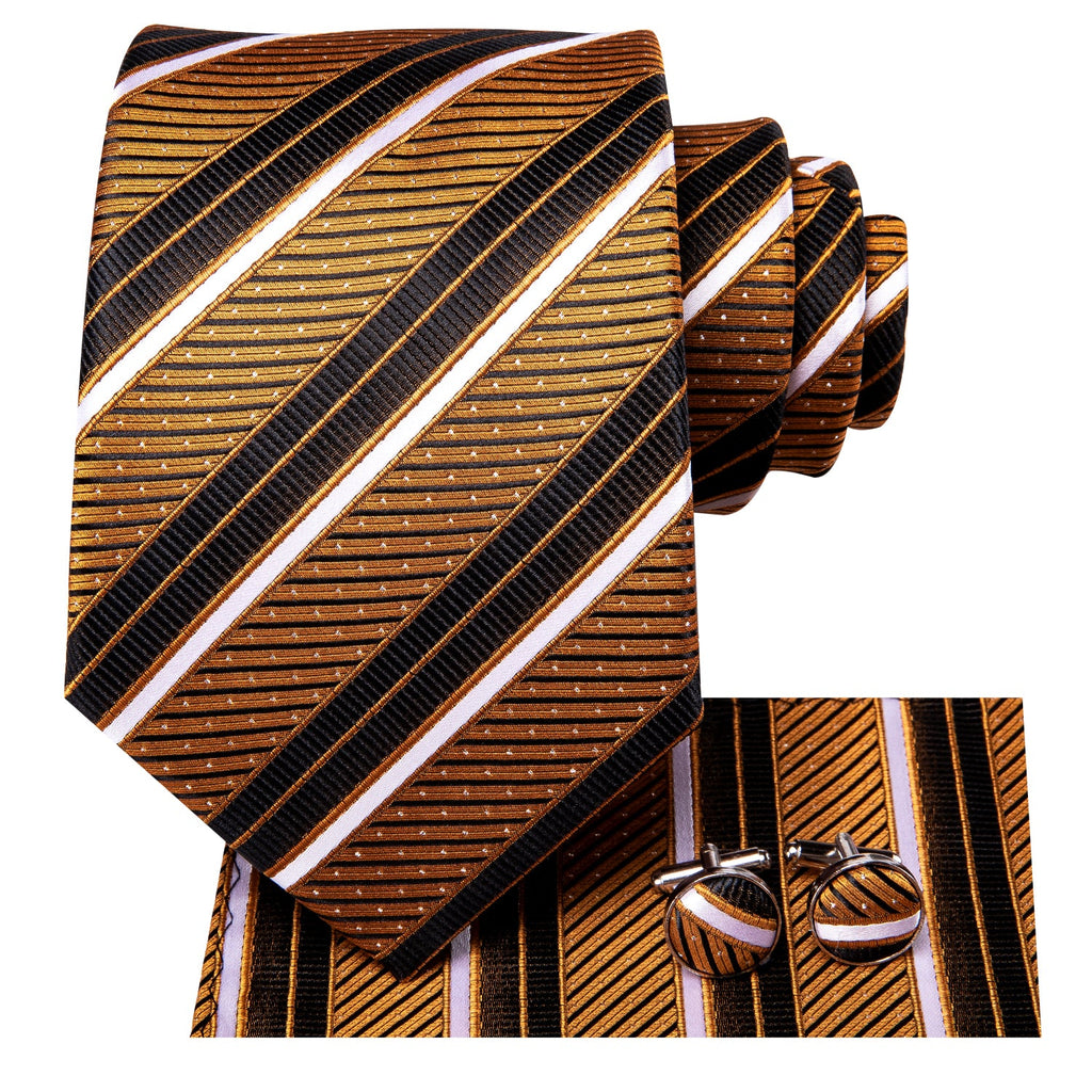 GentCrest Black Striped Tie Hanky Cufflinks Set - Image 2