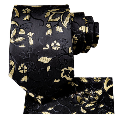 Black and Yellow Silk Tie Set - GentCrest - View 2
