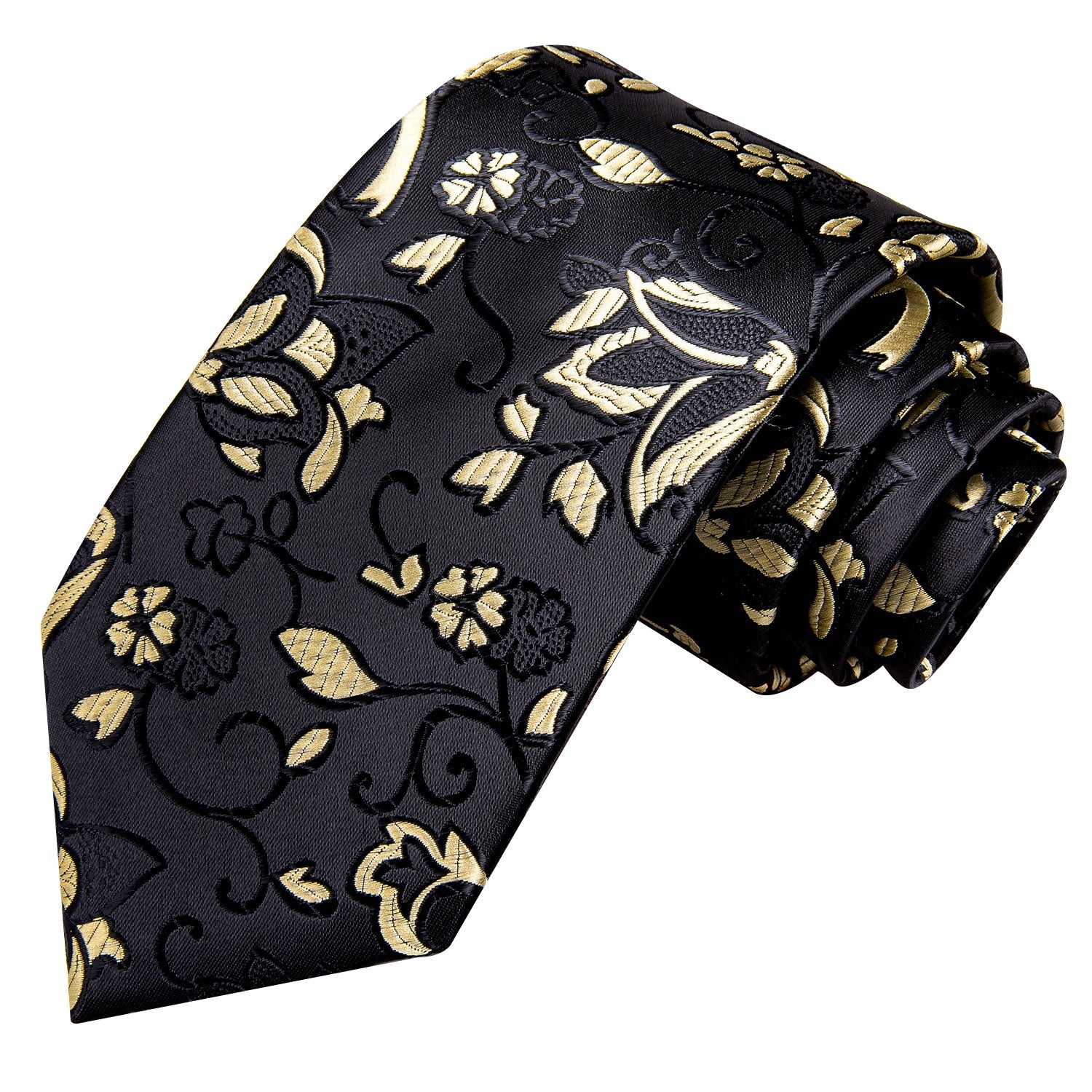 GentCrest Black Floral Tie Hanky Cufflinks Set - Image 4