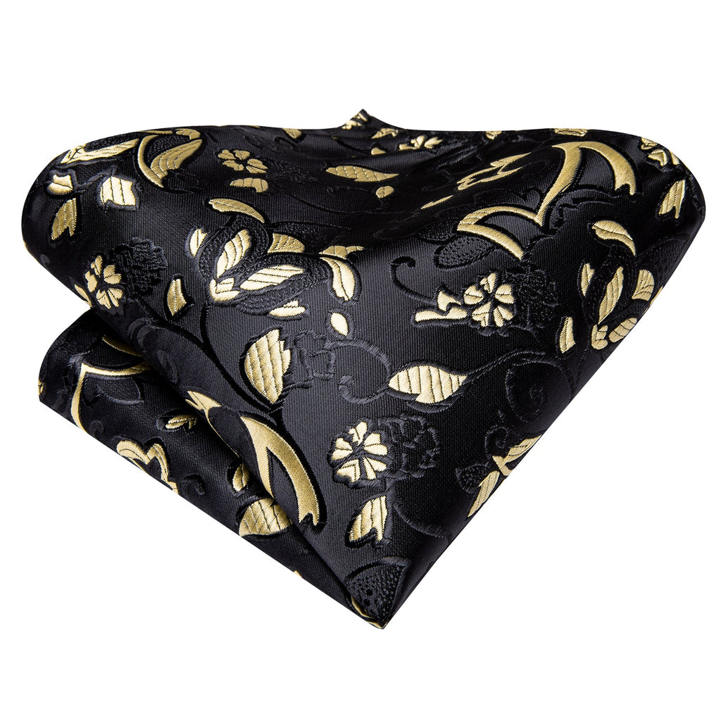 GentCrest Black Floral Tie Hanky Cufflinks Set - Image 3