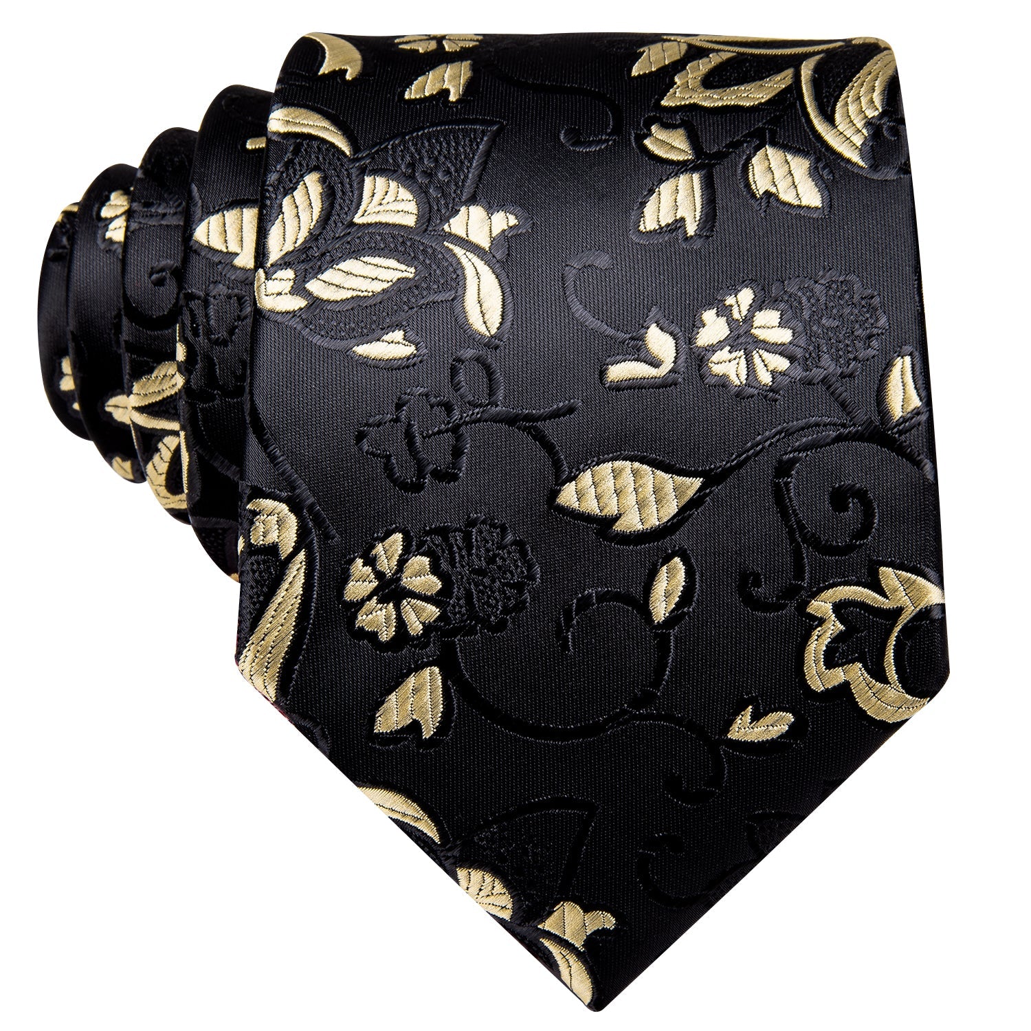GentCrest Black Floral Tie Hanky Cufflinks Set - Image 2