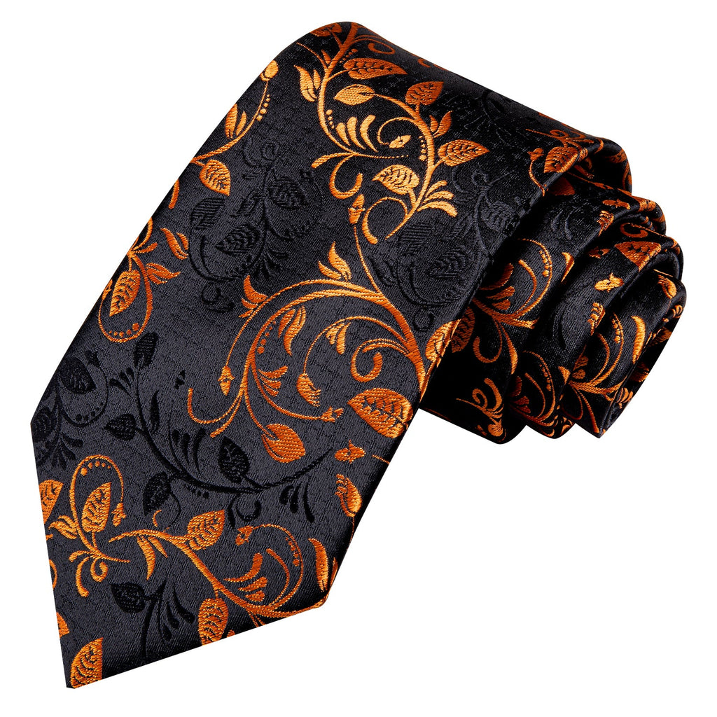 GentCrest Black Floral Tie Hanky Cufflinks Set - Image 3