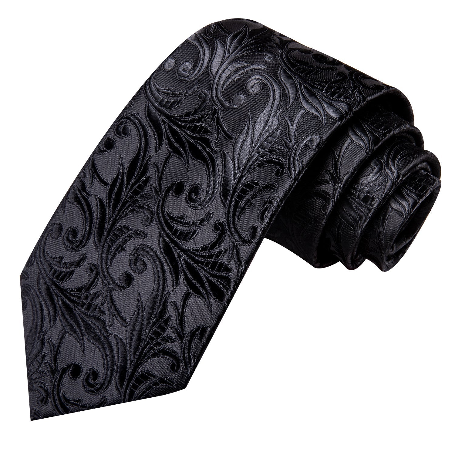 GentCrest Black Floral Tie Hanky Cufflinks Set - Image 4