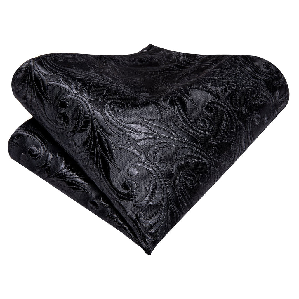 GentCrest Black Floral Tie Hanky Cufflinks Set - Image 5