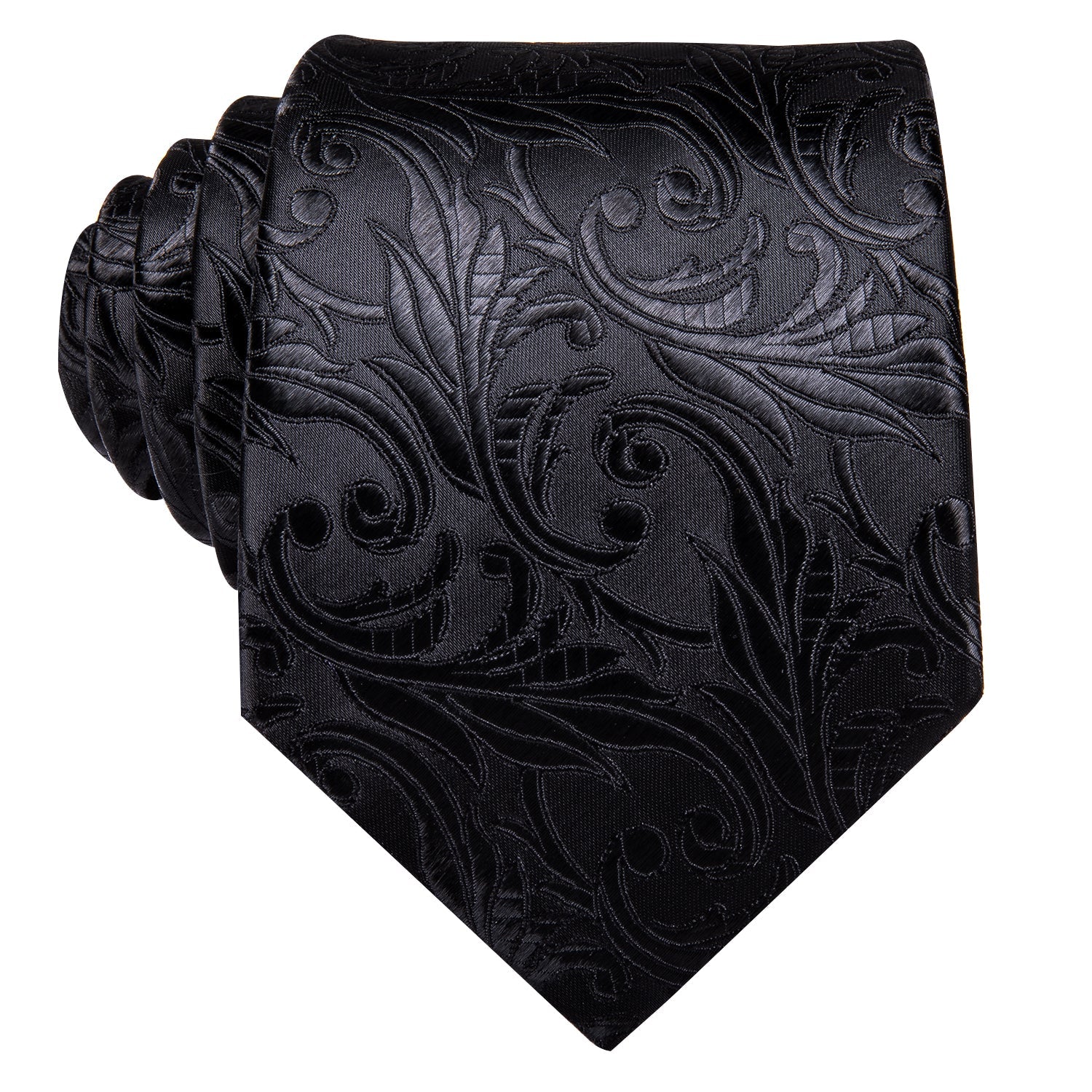 GentCrest Black Floral Tie Hanky Cufflinks Set - Image 2
