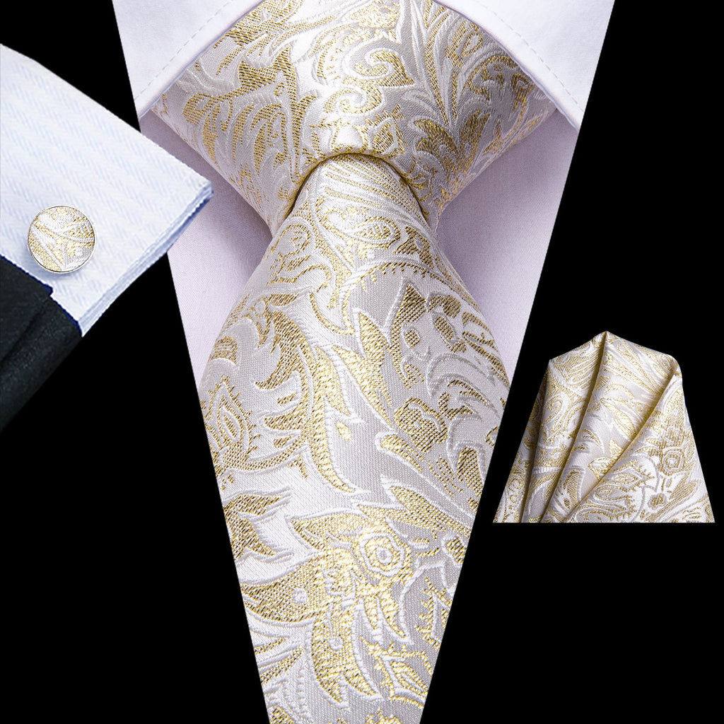GentCrest White Floral Tie Hanky Cufflinks Set - Image 1