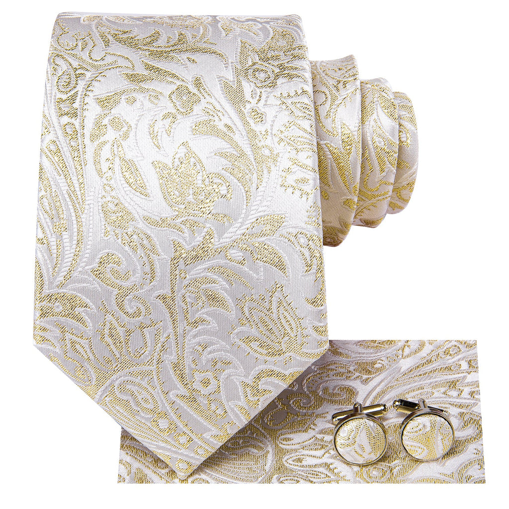 GentCrest White Floral Tie Hanky Cufflinks Set - Image 2