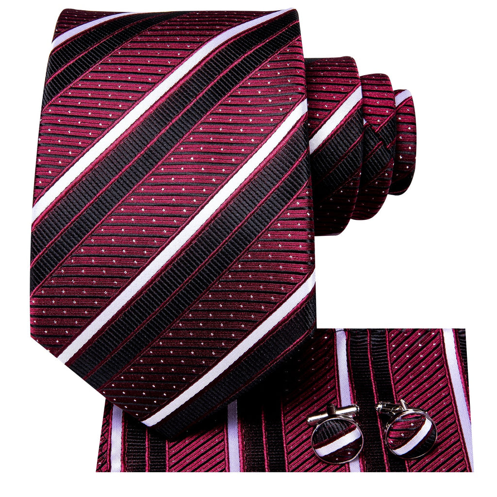 GentCrest Black Striped Tie Hanky Cufflinks Set - Image 2