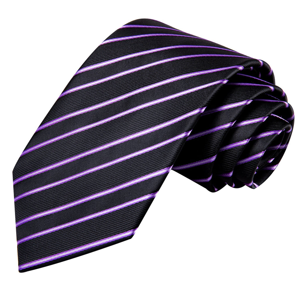 GentCrest Black Striped Tie Hanky Cufflinks Set - Image 3