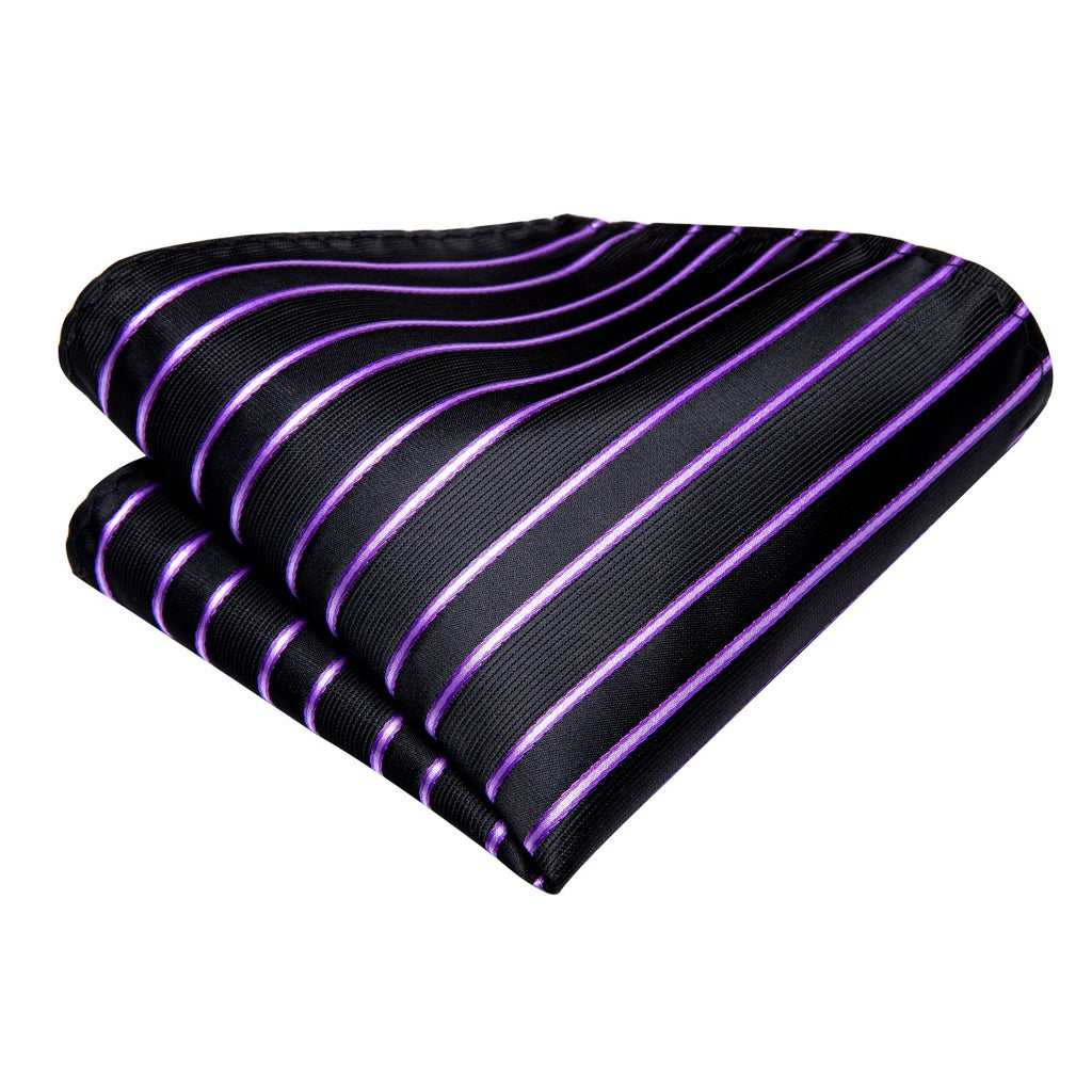 GentCrest Black Striped Tie Hanky Cufflinks Set - Image 4