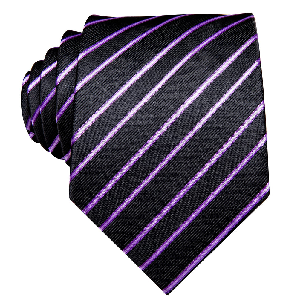 GentCrest Black Striped Tie Hanky Cufflinks Set - Image 5