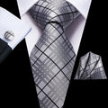 GentCrest Black Plaid Tie Hanky Cufflinks Set - Image 1