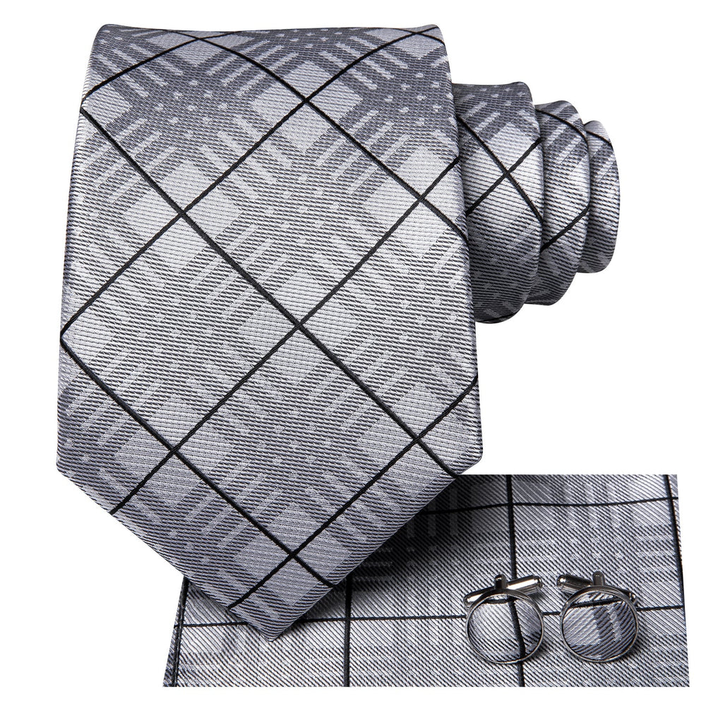 GentCrest Black Plaid Tie Hanky Cufflinks Set - Image 2