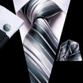 GentCrest Green Striped Tie Hanky Cufflinks Set - Image 1