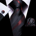 GentCrest Black Striped Tie Hanky Cufflinks Set - Image 1