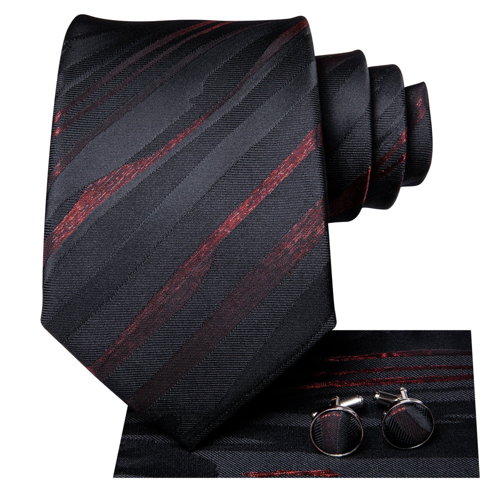 GentCrest Black Striped Tie Hanky Cufflinks Set - Image 4