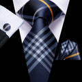 GentCrest Blue Plaid Tie Hanky Cufflinks Set - Image 1