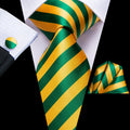 GentCrest Green Striped Tie Hanky Cufflinks Set - Image 1
