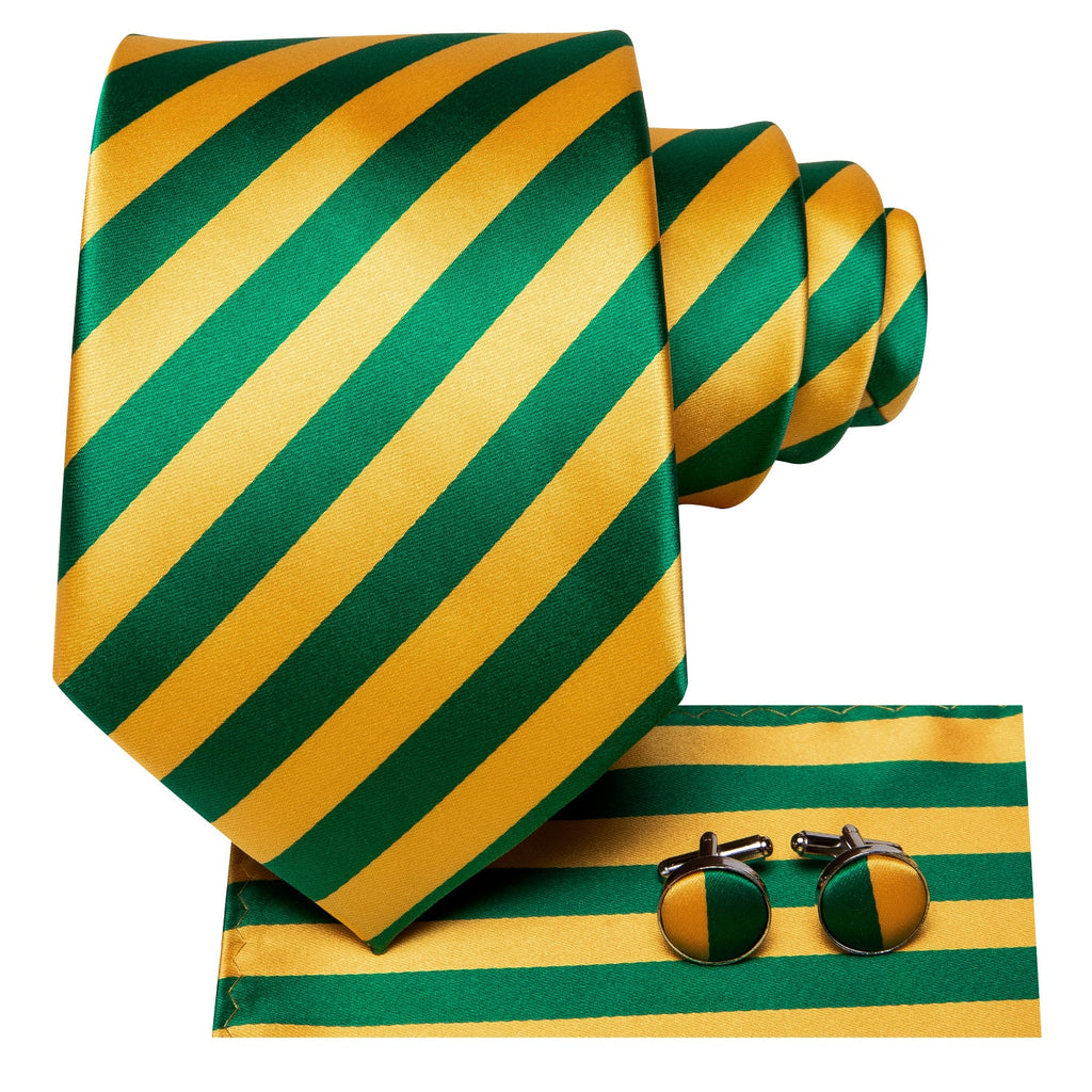 GentCrest Green Striped Tie Hanky Cufflinks Set - Image 2