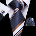 GentCrest Blue Striped Tie Hanky Cufflinks Set - Image 1