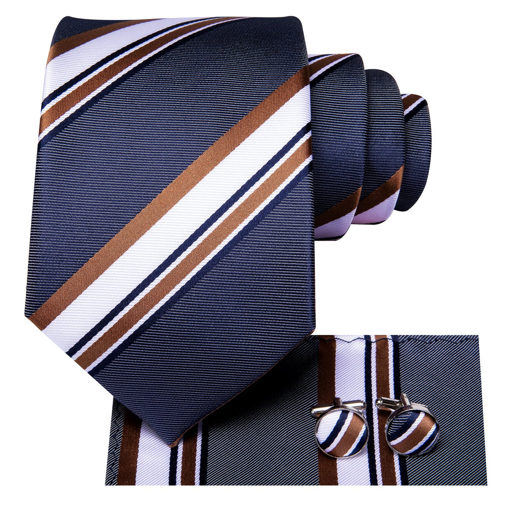 GentCrest Blue Striped Tie Hanky Cufflinks Set - Image 5