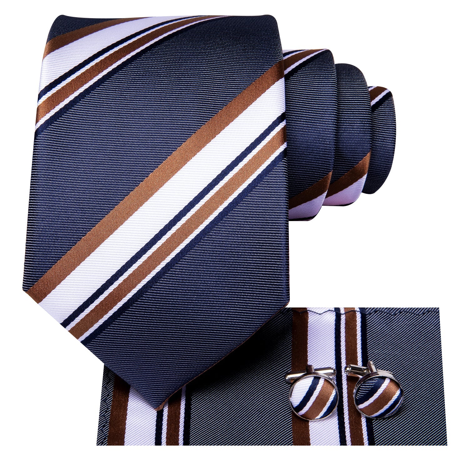 GentCrest Blue Striped Tie Hanky Cufflinks Set - Image 5