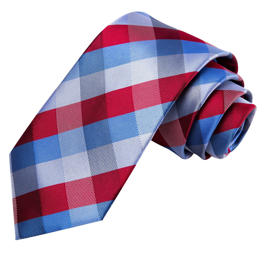 GentCrest Blue Plaid Tie Hanky Cufflinks Set - Image 4