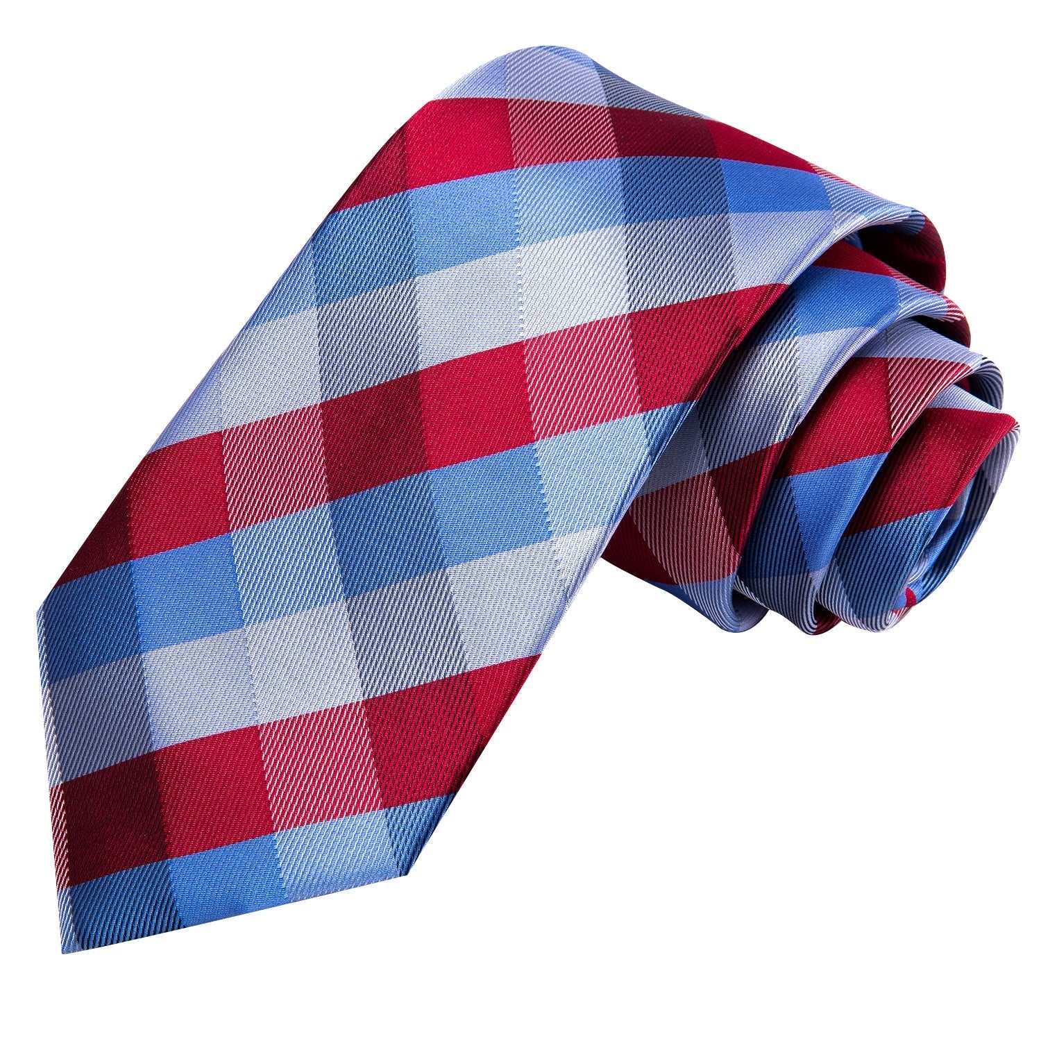 GentCrest Blue Plaid Tie Hanky Cufflinks Set - Image 4