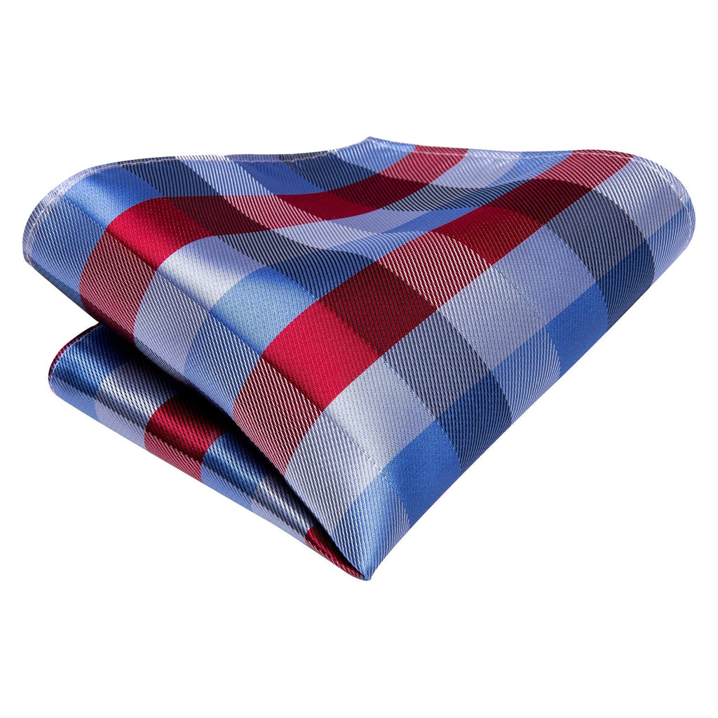 GentCrest Blue Plaid Tie Hanky Cufflinks Set - Image 5
