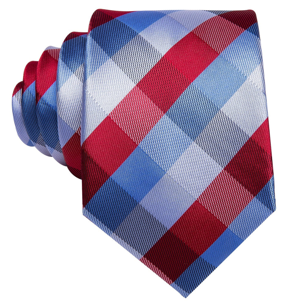 GentCrest Blue Plaid Tie Hanky Cufflinks Set - Image 2