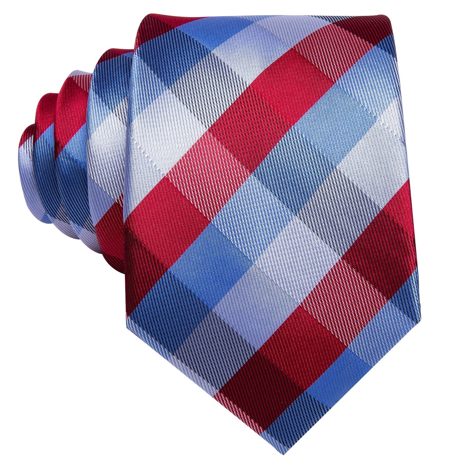 GentCrest Blue Plaid Tie Hanky Cufflinks Set - Image 2