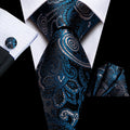 GentCrest Black Paisley Tie Hanky Cufflinks Set - Image 1