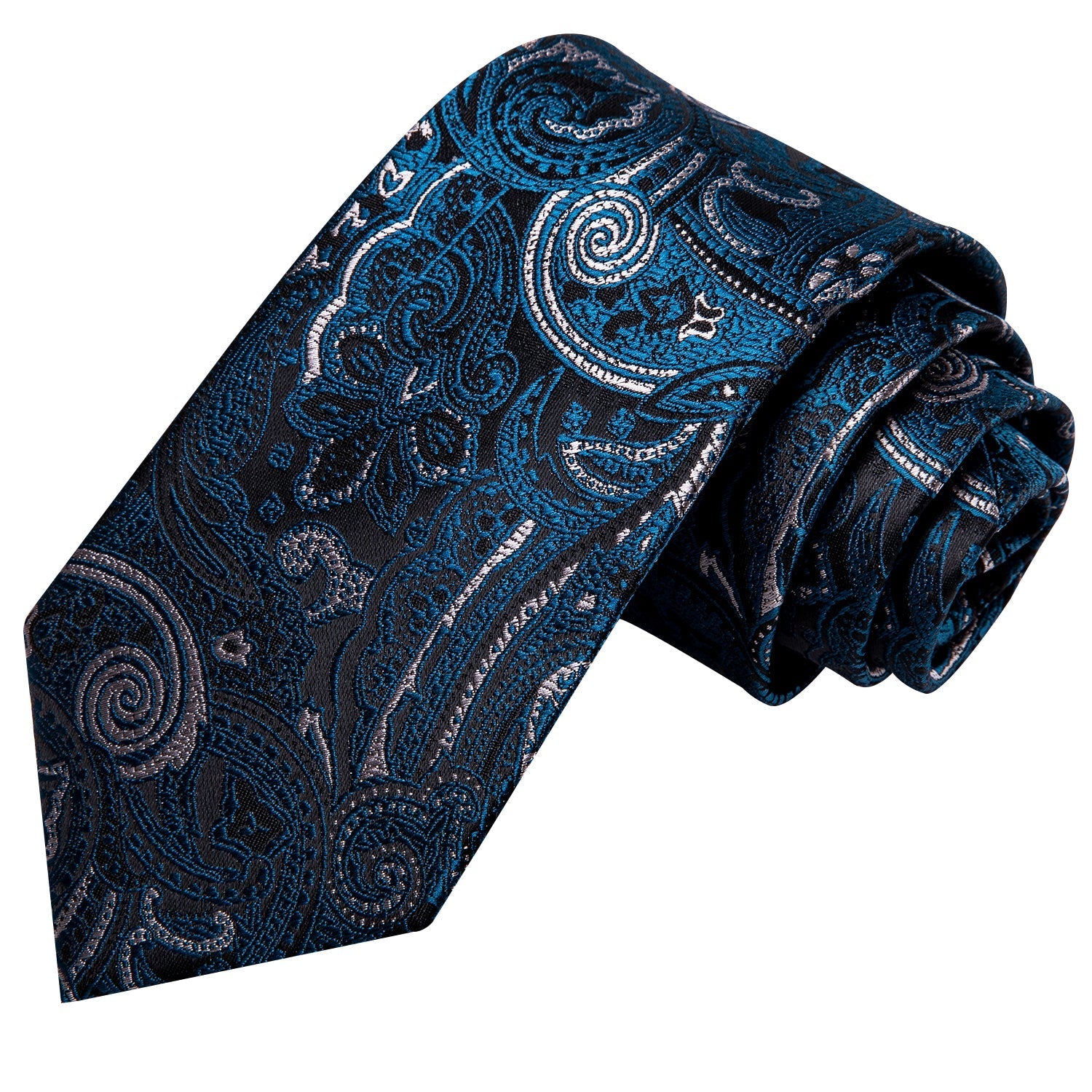 GentCrest Black Paisley Tie Hanky Cufflinks Set - Image 4