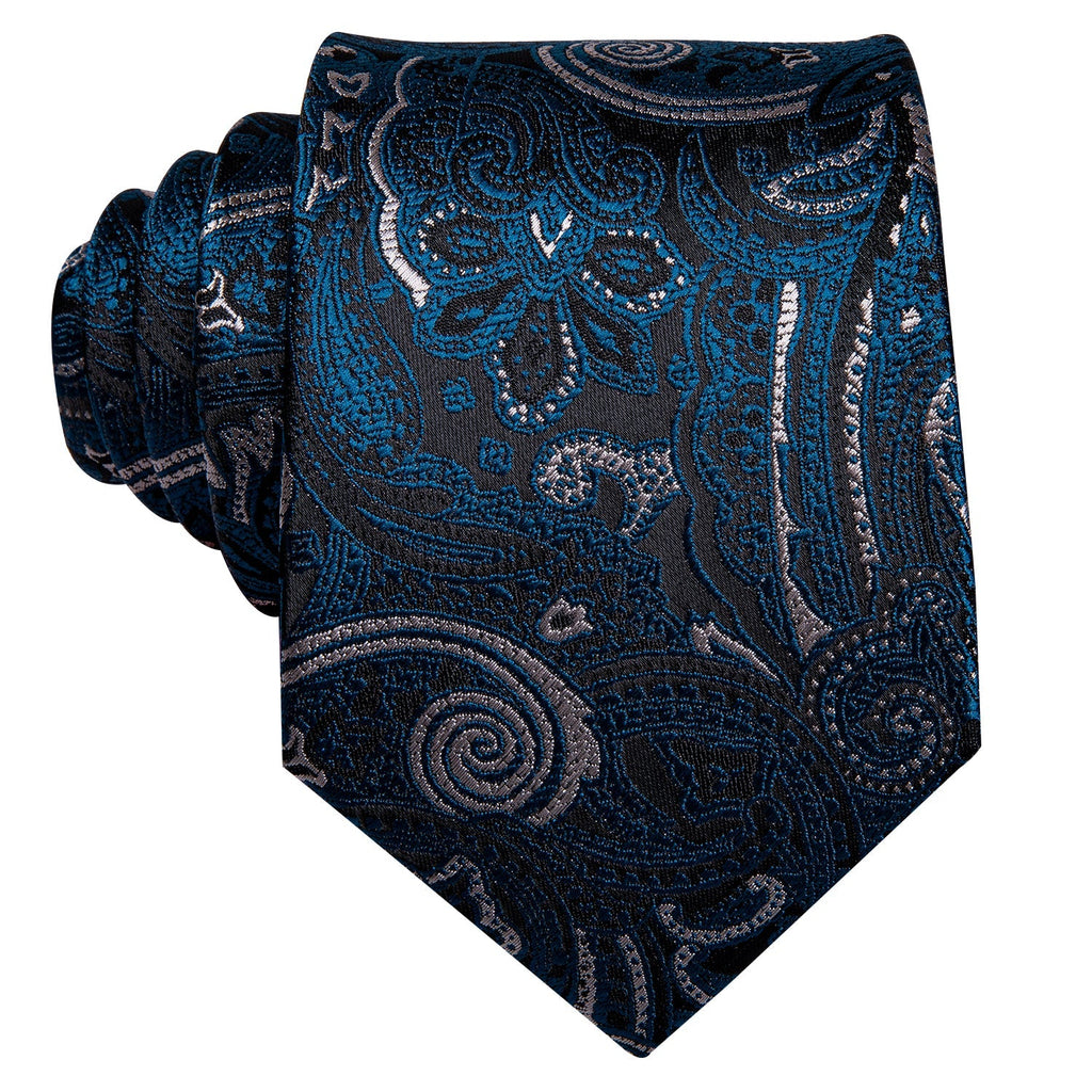 GentCrest Black Paisley Tie Hanky Cufflinks Set - Image 2