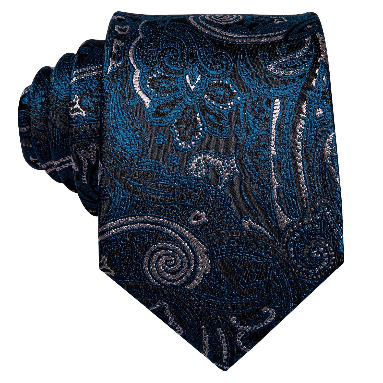 GentCrest Black Paisley Tie Hanky Cufflinks Set - Image 2