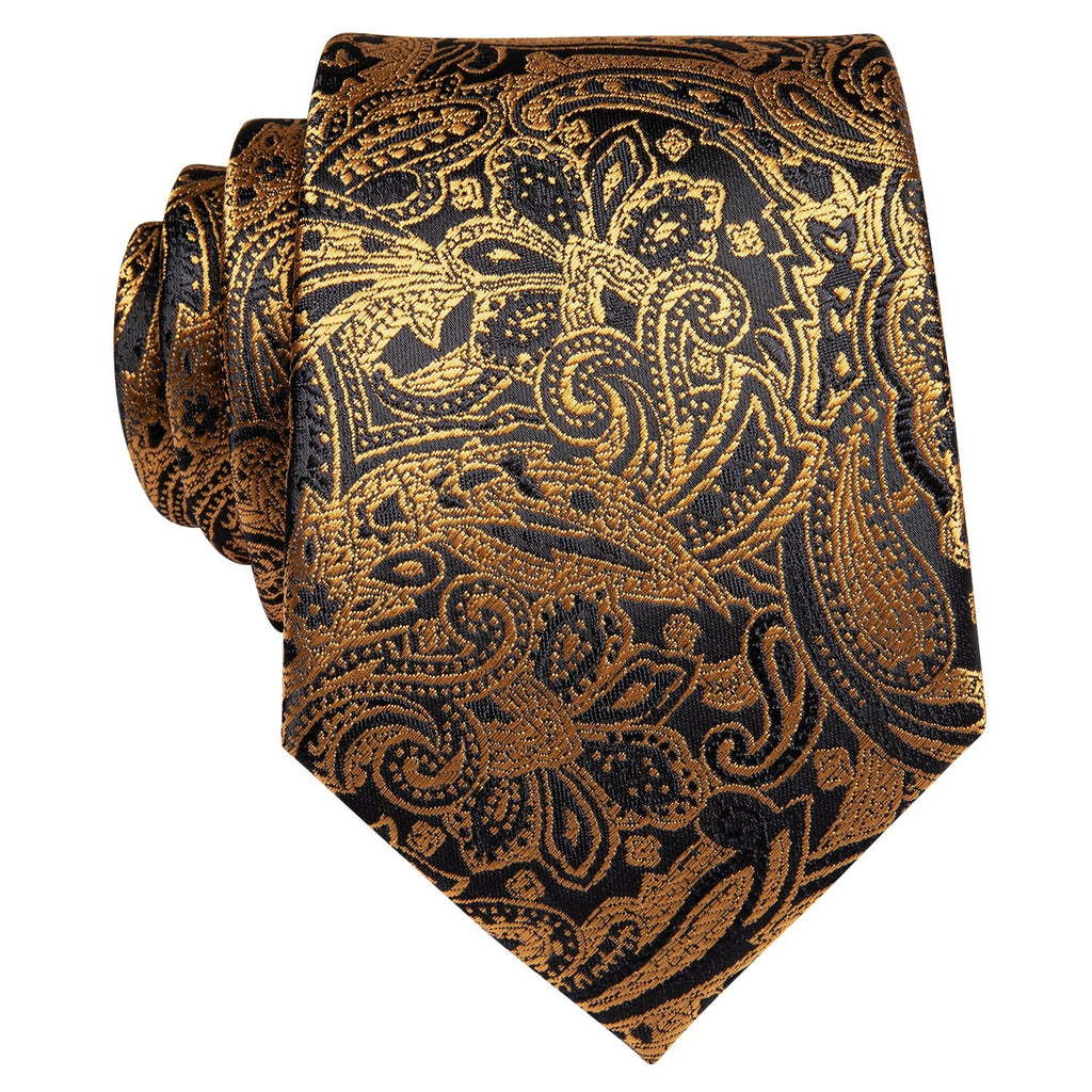 GentCrest Black Floral Tie Hanky Cufflinks Set - Image 3