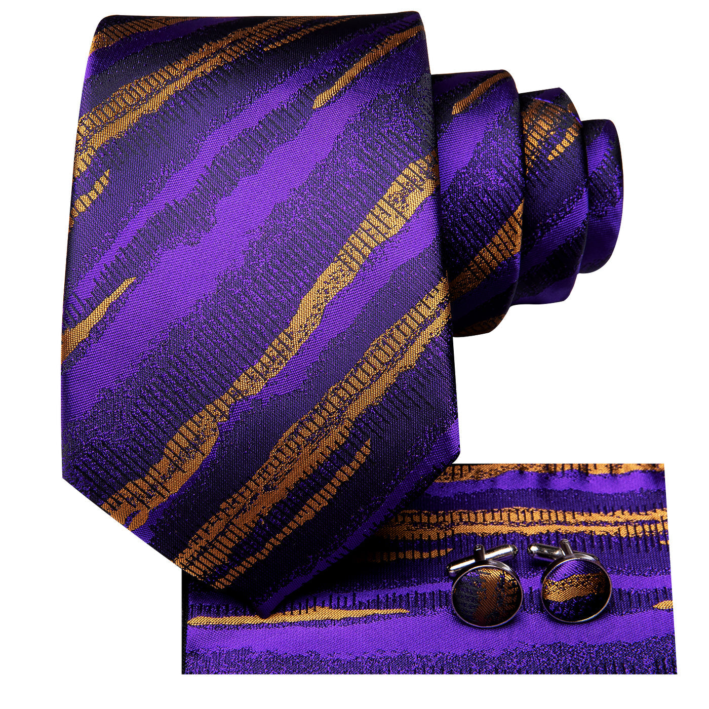 GentCrest Purple Striped Tie Set - Image 2