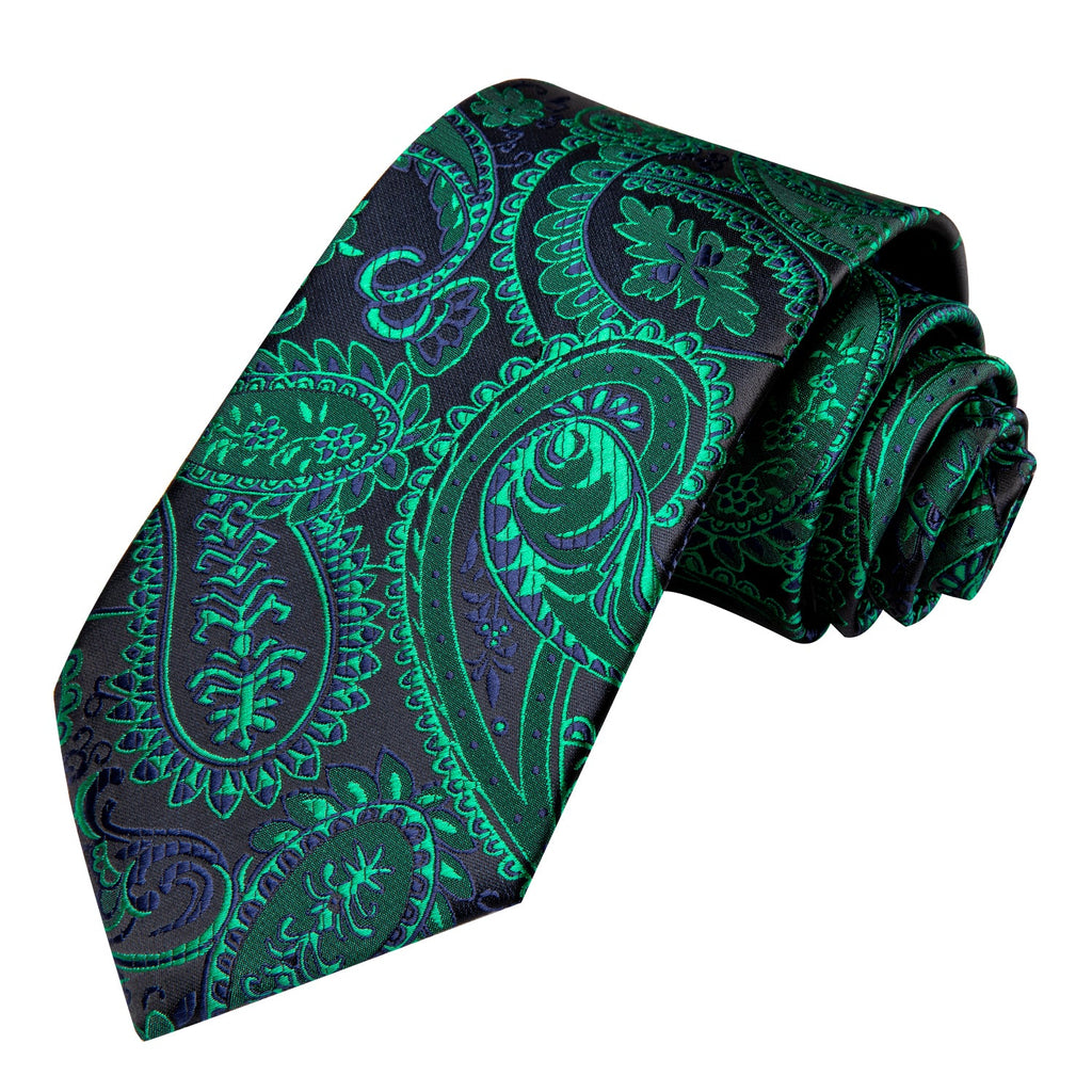 GentCrest Black Paisley Tie Hanky Cufflinks Set - Image 4