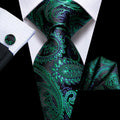 GentCrest Black Paisley Tie Hanky Cufflinks Set - Image 1