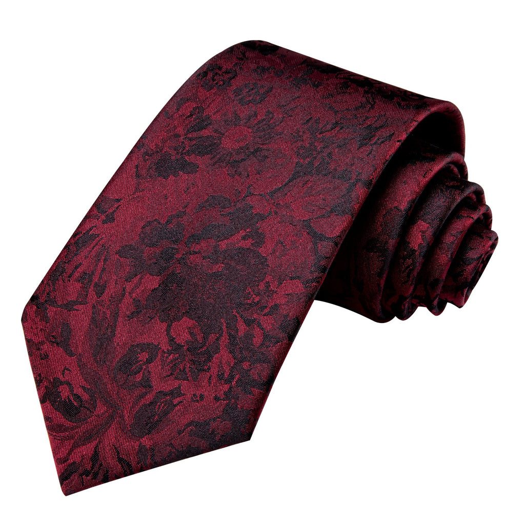 GentCrest Black Floral Tie Hanky Cufflinks Set - Image 5