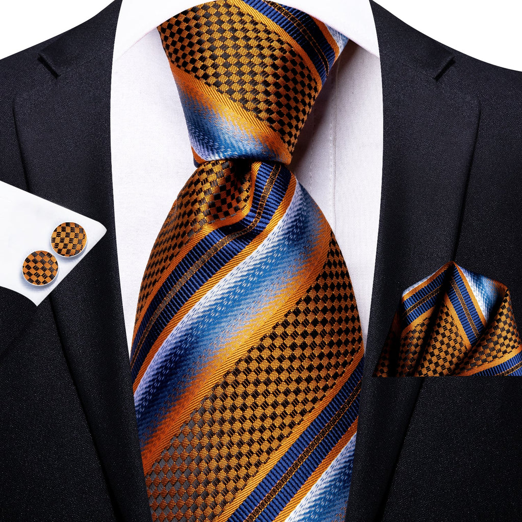 GentCrest Blue Striped Tie Hanky Cufflinks Set - Image 2