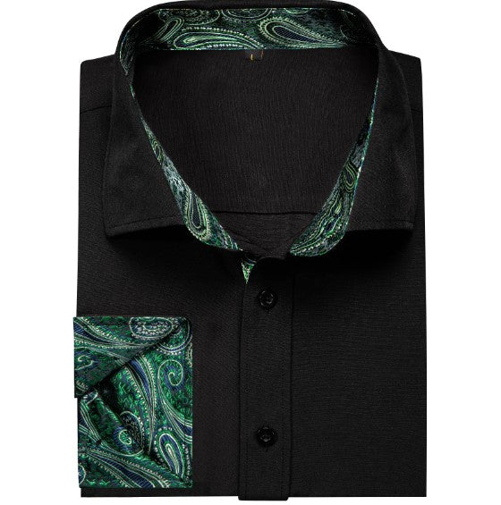 Black & Green Paisley Dress Shirt - GentCrest - View 3