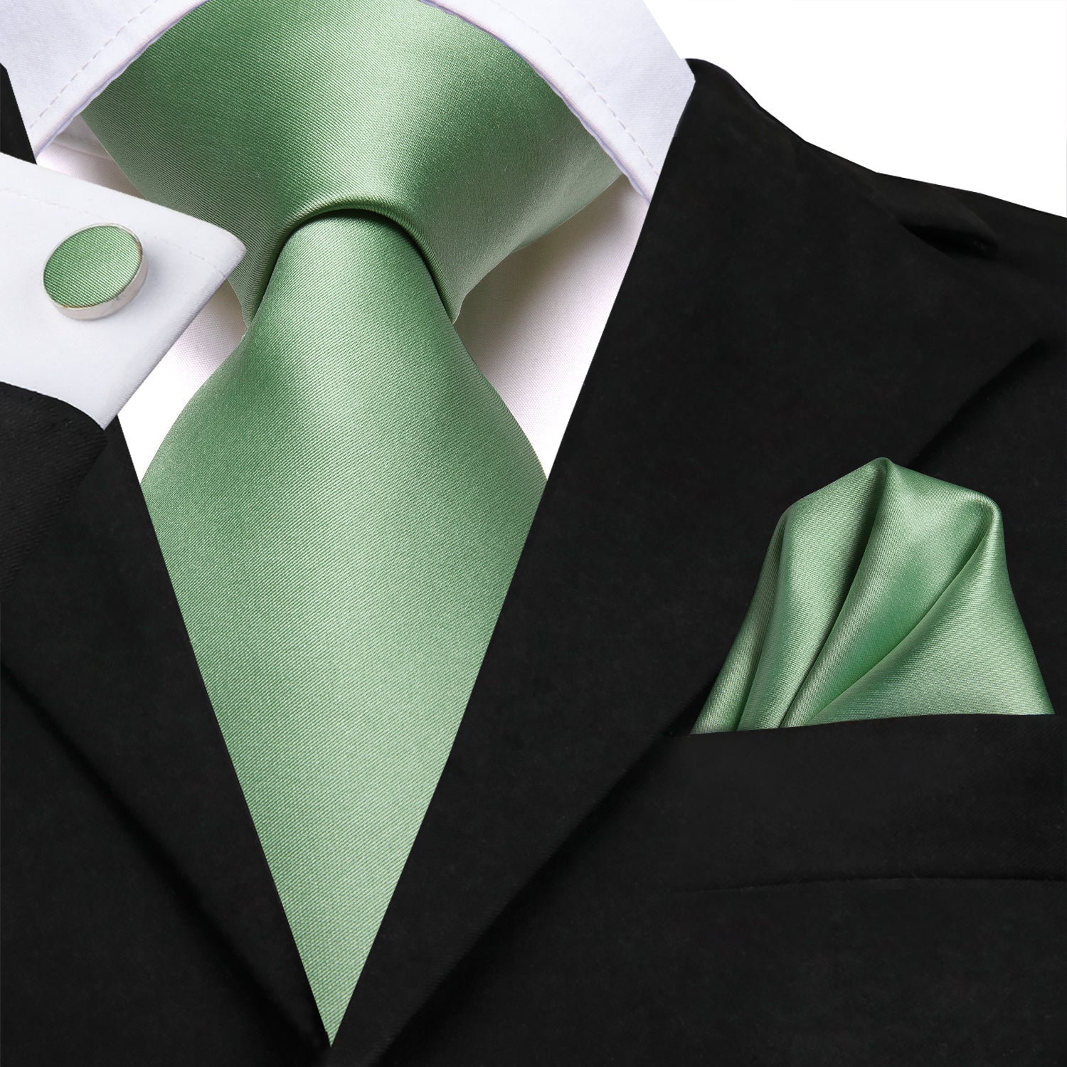 GentCrest Classic Solid Tie Hanky Cufflinks Set - Image 2