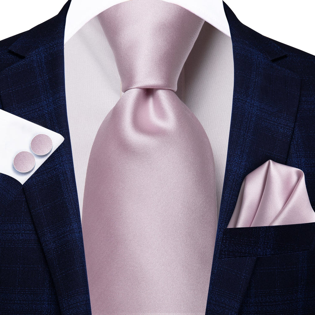 GentCrest Pink Solid Tie Hanky Cufflinks Set - Image 1