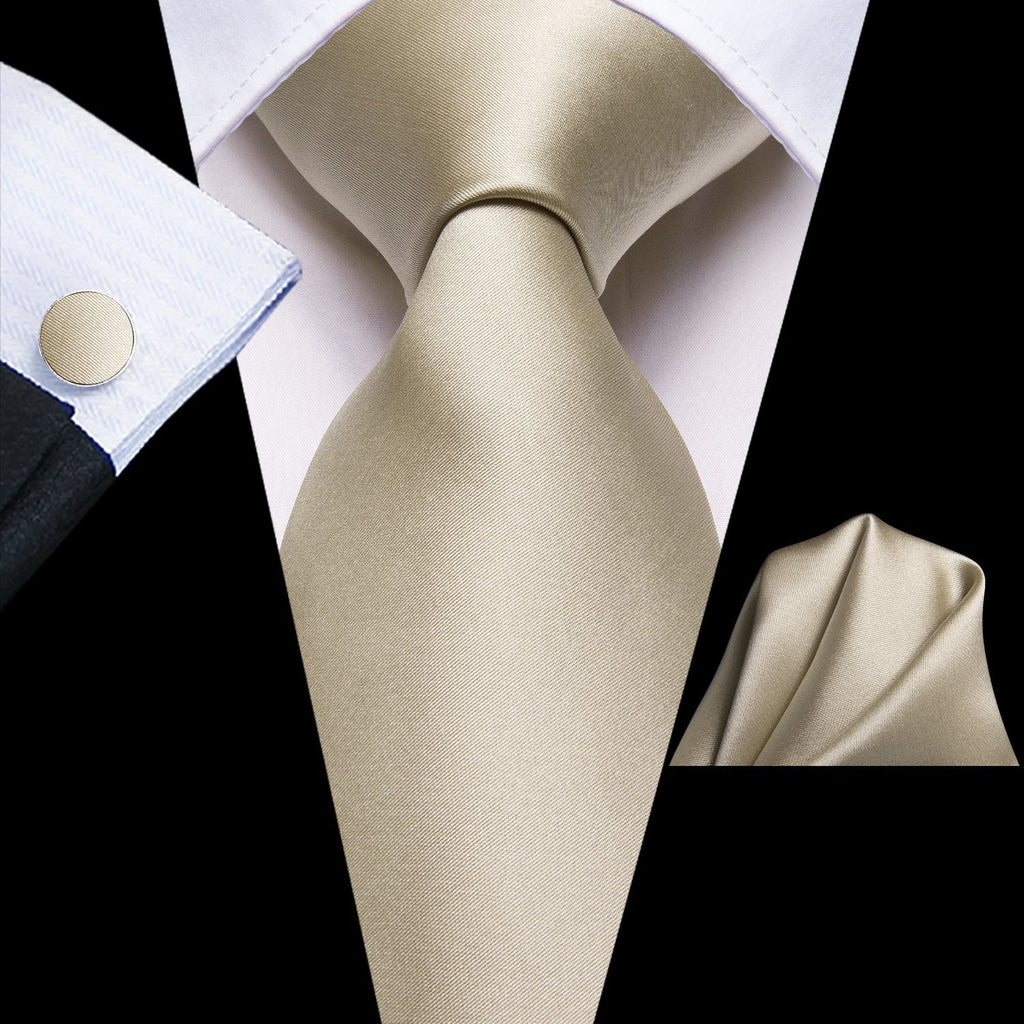 GentCrest Champagne Solid Tie Hanky Cufflinks Set - Image 8