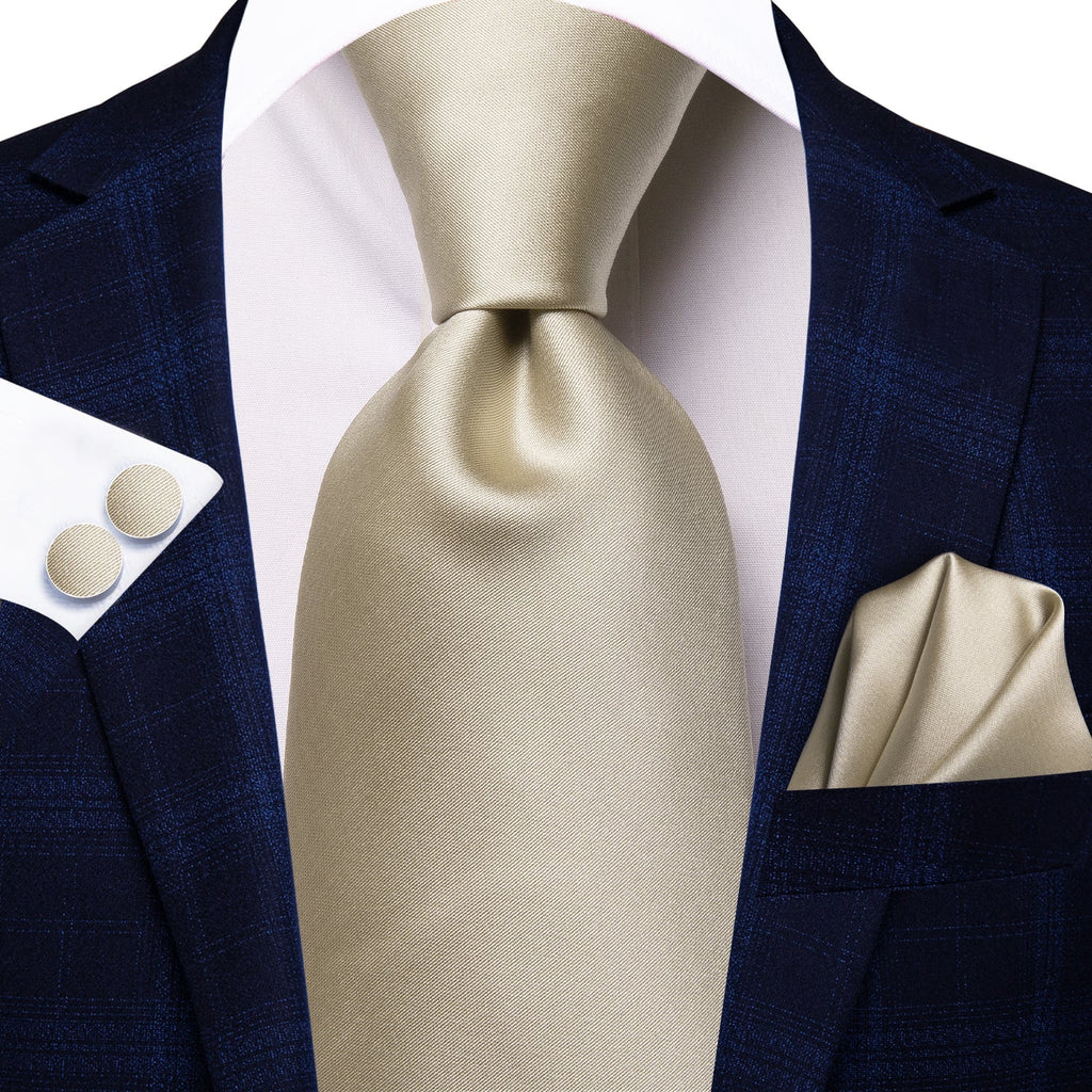 GentCrest Champagne Solid Tie Hanky Cufflinks Set - Image 1